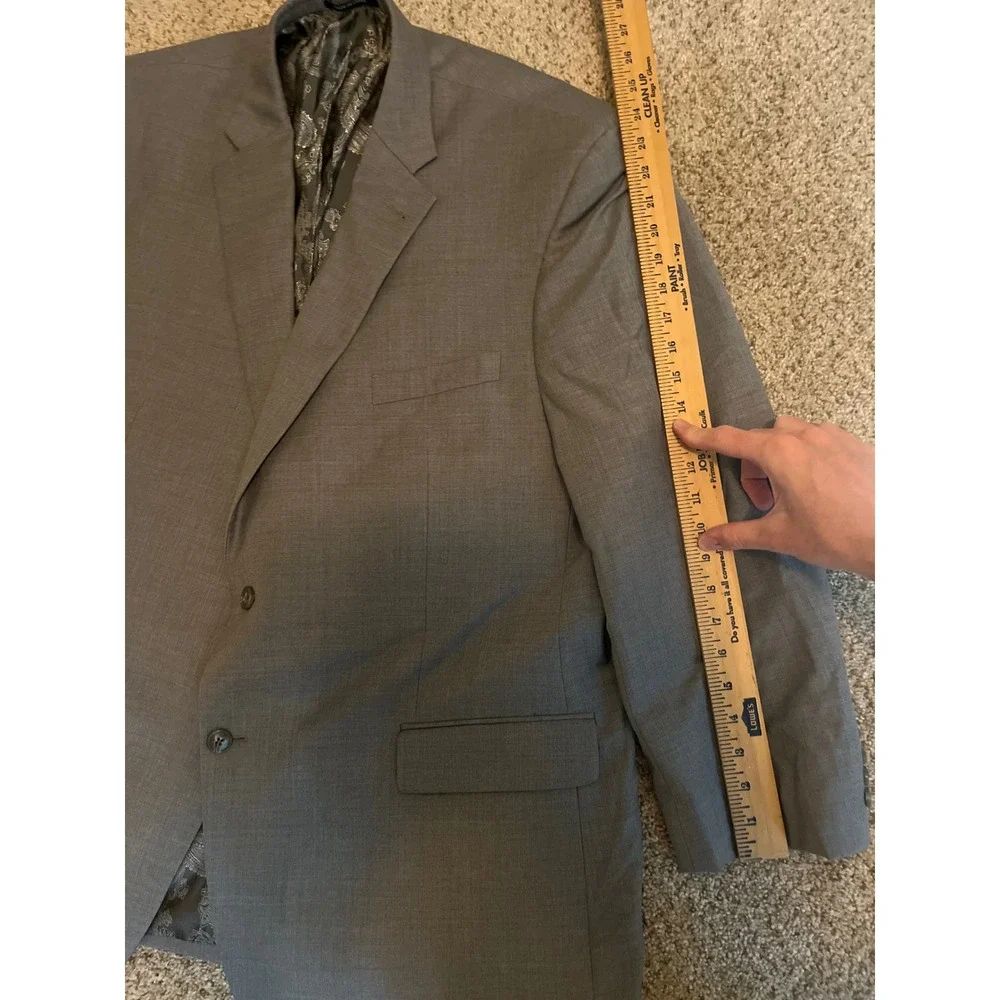 Jos A Bank Men's Sport Coat 50L Gray Two Button Wool Blend Blazer Jacket
